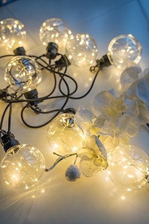 Гирлянда из лампочек BULBS BALLS, 10 тёплых белых LED-огней, 2.7+3 м, чёрный провод, уличная, Kaemingk (Lumineo)