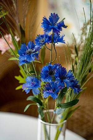 Искусственные полевые цветы -декоративная ветка ВАСИЛЬКИ, полиэстер, голубые, 55 см, Kaemingk