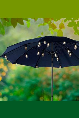 Ретро гирлянда UMBRELLA BULBS, 20 тёплых белых LED-ламп, 8 нитей по 1.2 м, чёрный провод, уличная, Kaemingk (Lumineo)