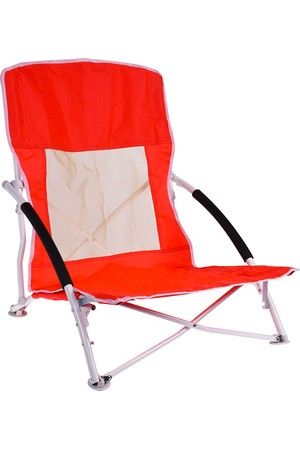 Складное пляжное кресло CAMPING LIFE, полиэстер 600D, металл, максимальная нагрузка 110 кг, красное, 55х60х64 см, Koopman International