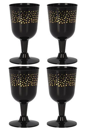 Набор пластиковых бокалов для вина MAGIC PARTY, чёрный, 170 мл (4 шт.), Koopman International
