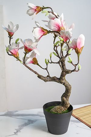 Искусственное растение ЦВЕТУЩАЯ МАГНОЛИЯ в горшке, нежно-розовый, полиэстер, 60 см, Kaemingk