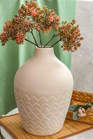 Керамическая ваза для цветов ТЕРРА СИГИЛЛАТА, ручная работа, сливочная, 35 см, Kaemingk