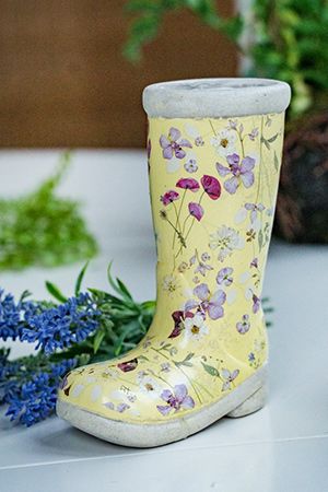 Декоративное кашпо-сапог VILLAGE FLOWERS малое, жёлтый, терракотовое, 16 см, Kaemingk