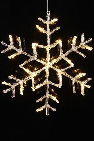 Подвесная светящаяся снежинка АНТАРКТИКА, 24 экстра-тёплых белых LED-огня, 40см+5м, прозрачный провод, уличная, STAR trading