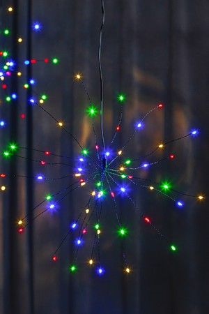 Светильник подвесной FIREWORK (ФЕЙЕРВЕРК), 60 разноцветных микро LED-огней, 26х26 см, чёрная проволока, таймер, батарейки, STAR trading