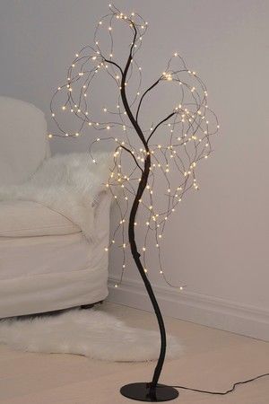 Светящееся дерево ГРАЦИОЗНАЯ ИВА, чёрная, 180 тёплых белых микро LED-огней, 100 см, STAR trading