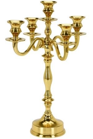 Канделябр БРИЛЛАРЕ, под 5 свечей, золотой, 39 см, Koopman International