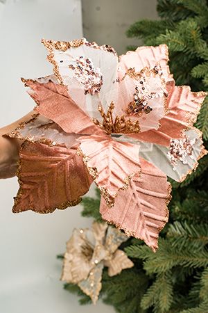 Пуансеттия КЛЭРИ на клипсе, розовая, 28 см, Koopman International