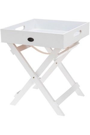 Сервировочный столик-поднос LIVING со складными ножками, деревянный, белый, 30х30х36 см, Koopman International