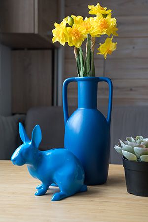 Керамическая ваза амфора ИЯ, голубая, 26 см, Boltze