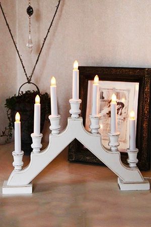 Рождественская горка SARA деревянная, белая 7 тёплых белых ламп, 43х38 см, STAR trading