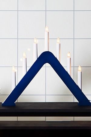 Декоративный светильник-горка JARVE, деревянный, синий, 7 тёплых белых ламп, 41х36 см, STAR trading