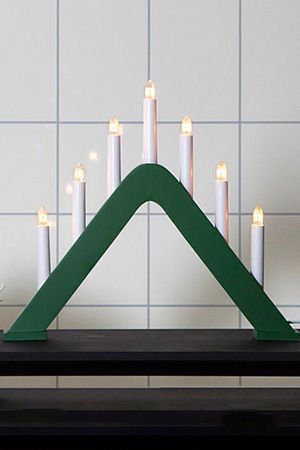Декоративный светильник-горка JARVE, деревянный, зелёный, 7 тёплых белых ламп, 41х36 см, STAR trading