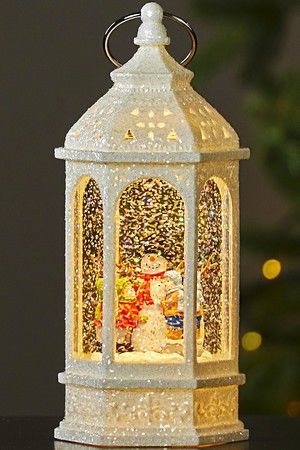 Новогодний 'снежный' фонарь СНЕГОВИК С ДЕТИШКАМИ, белый, тёплый белый LED-огонь, имитация  вьюги, 23х10.5 см, таймер, батарейки, STAR trading