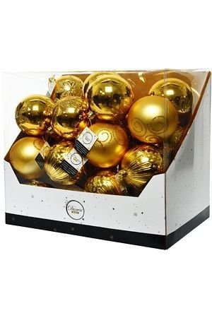 Набор пластиковых шаров БЕЛЕЦЦА МОНОКОЛОРЕ, золотой, 10 см (упаковка 36 шт.), Kaemingk (Decoris)