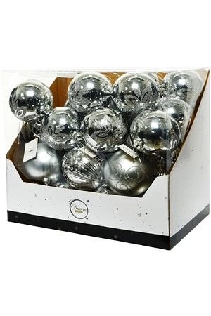 Набор пластиковых шаров БЕЛЕЦЦА МОНОКОЛОРЕ, серебряный, 10 см (упаковка 36 шт.), Kaemingk (Decoris)