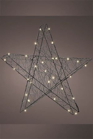 Светящаяся фигура металлическая ЗВЁЗДНЫЙ СИЛУЭТ, чёрная, 80 тёплых белых микро LED-огней, 60 см, уличная, Kaemingk (Lumineo)