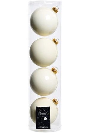 Набор стеклянных шаров матовых и эмалевых, цвет: белая шерсть, 100 мм, 4 шт., Winter Deco