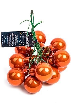 ГРОЗДЬ стеклянных эмалевых шариков на проволоке, 12 шаров по 25 мм, цвет: трюфель, Kaemingk (Decoris)