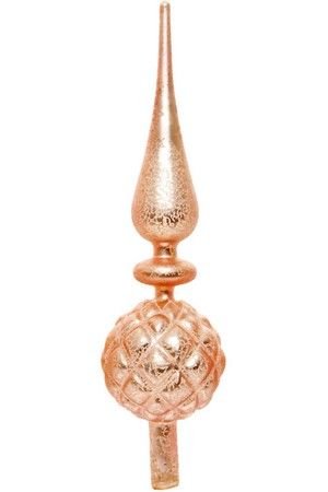 Елочная верхушка DIAMOND (рифление крупной сеточкой), стеклянная, матовая, нежно-розовая, 31 см, Kaemingk (Decoris)