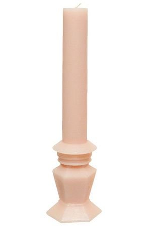 Декоративная свеча АНТИЧНОЕ ИЗЯЩЕСТВО с гранёным основанием, нежно-розовая, парафин, 25 см, Kaemingk