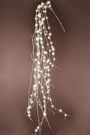 Светящаяся ветка ROMANTIC WILLOW, серебряная, 120 тёплых белых микро LED-огней, 0.7+3 м, Kaemingk (Lumineo)
