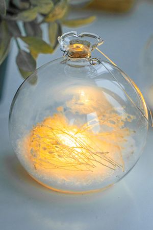 Светящееся украшение - шар СОЦВЕТИЕ В СНЕГУ, стекло, тёплый белый LED-огонь, 10.5 см, батарейки, Kaemingk (Lumineo)