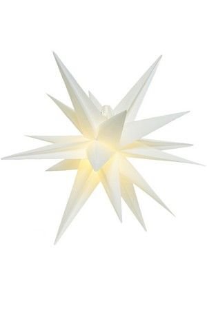Подвесная светящаяся звезда 3D РАДЬЯНТА, PVC, белая, 6 тёплых белых LED-огней, 60 см, уличная, Kaemingk (Lumineo)