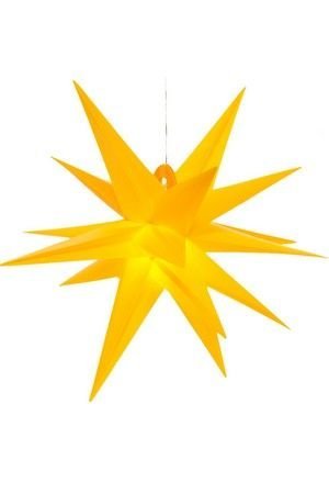 Подвесная светящаяся звезда 3D РАДЬЯНТА, PVC, жёлтая, 6 тёплых белых LED-огней, 60 см, уличная, Kaemingk (Lumineo)