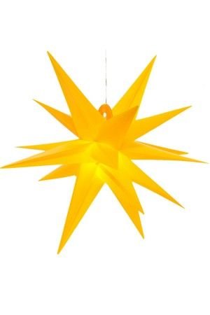 Подвесная светящаяся звезда 3D РАДЬЯНТА, PVC, жёлтая, 6 тёплых белых LED-огней, 75 см, уличная, Kaemingk (Lumineo)