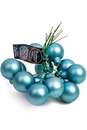 ГРОЗДЬ стеклянных матовых шариков на проволоке, 12 шаров по 25 мм, цвет: голубой туман, Kaemingk (Decoris)