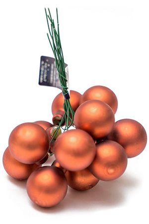 ГРОЗДЬ стеклянных матовых шариков на проволоке, 12 шаров по 25 мм, цвет: трюфельный, Kaemingk (Decoris)