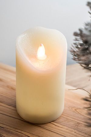 Светодиодная восковая свеча КЛАССИКА, кремовая, тёплый белый LED-огонь, мерцающее пламя, 7.5х13 см, таймер, Kaemingk (Lumineo)