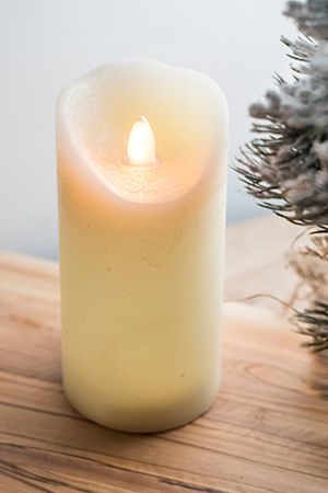 Светодиодная восковая свеча КЛАССИКА, кремовая, тёплый белый LED-огонь, мерцающий, 7.5х15 см, таймер, Kaemingk (Lumineo)
