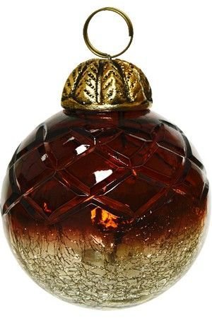 Ёлочный шар ПАЛЛОНЧИНО, стеклянный, шоколадно-янтарный, 10 см, Kaemingk (Decoris)