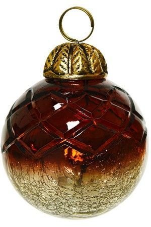 Ёлочный шар ПАЛЛОНЧИНО, стеклянный, шоколадно-янтарный, 7.5 см, Kaemingk (Decoris)