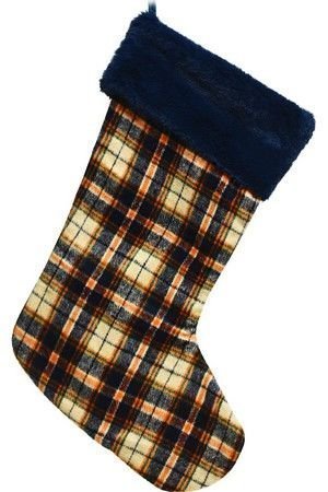 Носок для подарков ФЛАНЕЛЕВЫЙ УЮТ, полиэстер, синий с бежевым, 44 см, Kaemingk