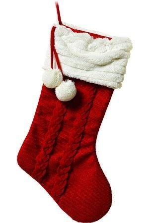 Носок для подарков РУКОДЕЛЬНЫЙ (с помпончиками), красный, 53 см, Kaemingk