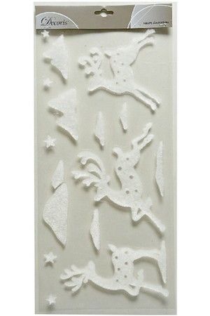 Декоративные наклейки ЛЕДЯНАЯ ИСТОРИЯ с оленями, белые, 23х49 см, Kaemingk (Decoris)