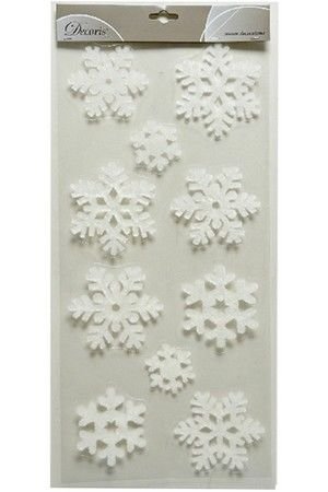 Декоративные наклейки ЛЕДЯНАЯ ИСТОРИЯ со снежинками, белые, 23х49 см, Kaemingk (Decoris)