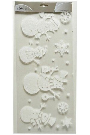 Декоративные наклейки ЛЕДЯНАЯ ИСТОРИЯ со снеговиками, белые, 23х49 см, Kaemingk (Decoris)
