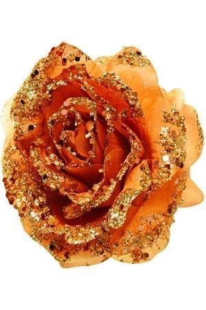 Декоративная Роза ЗОЛОТАЯ РОСА на клипсе, полиэстер, светлая терракота, 14 см, Kaemingk