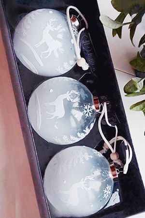 Набор стеклянных ёлочных шаров ПРИЗРАЧНЫЕ ОЛЕНИ, прозрачный, 8 см (упаковка 3 шт.), Kaemingk (Decoris)
