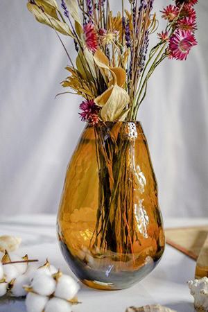 Стеклянная ваза ОРГАНИКО МАРРОНЕ, ручной работы, коричневая, 22 см, Kaemingk (Decoris)