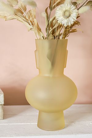 Стеклянная ваза ЛАТТЕ ДОРАТО, ручной работы, золотистая матовая, 32 см, Kaemingk (Decoris)