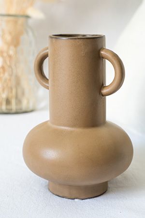 Керамическая ваза ПУСТЫННАЯ ГЛАЗУРЬ, ручной работы, коричневая, 20 см, Kaemingk
