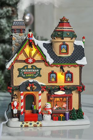 Магазин 'Рождественский лофт', полистоун, подсветка, имитация дыма из трубы, 23х18х14 см, LEMAX
