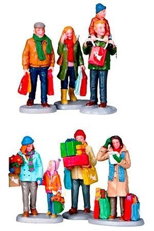 Набор фигурок 'Праздничный шоппинг', полистоун, 8 см (6 шт.), LEMAX