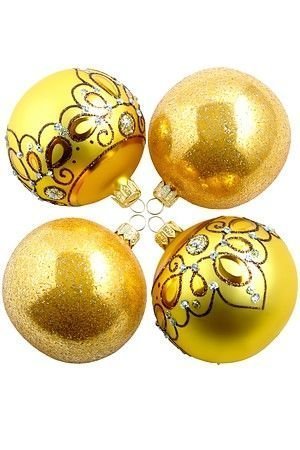 Набор стеклянных шаров АДАЖИО, золотой, 4*75 мм, Елочка